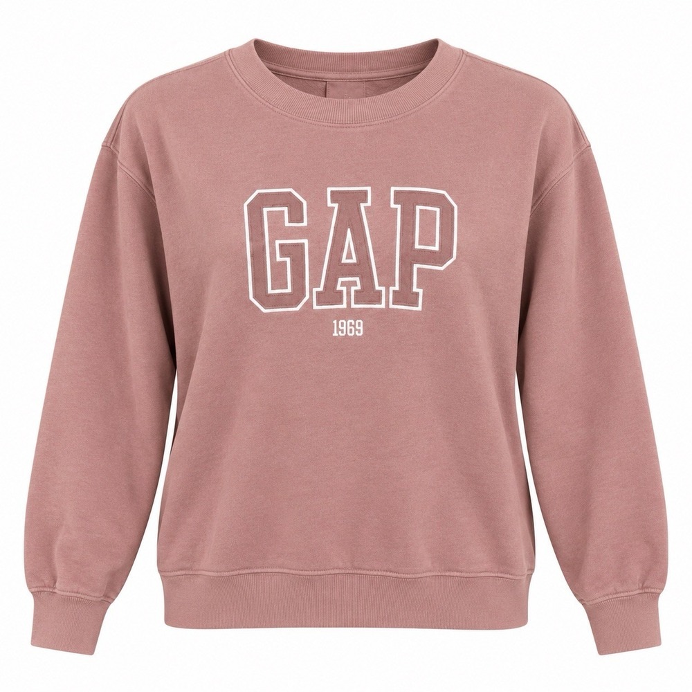 GAP Womens Medium Oversized Logo Crewneck Sweatshirt Pink Casual Cozy Preppy